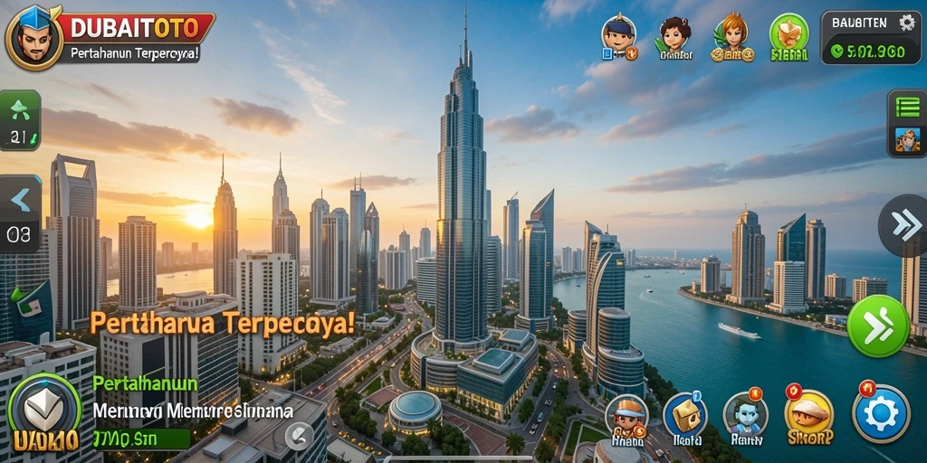 Tampilan gameplay DUBAITOTO dengan menara pertahanan yang berfungsi.