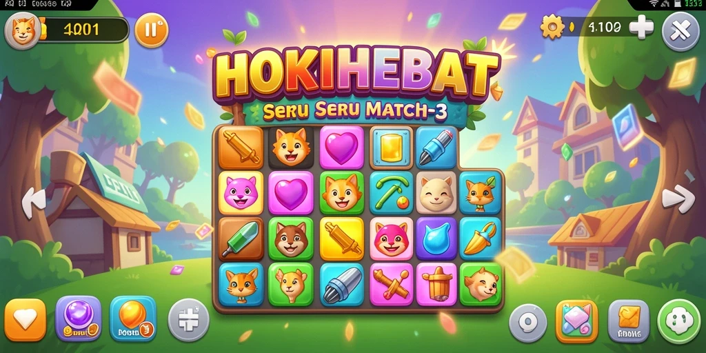 Tampilan permainan HOKIHEBAT yang menarik dalam genre Match-3.