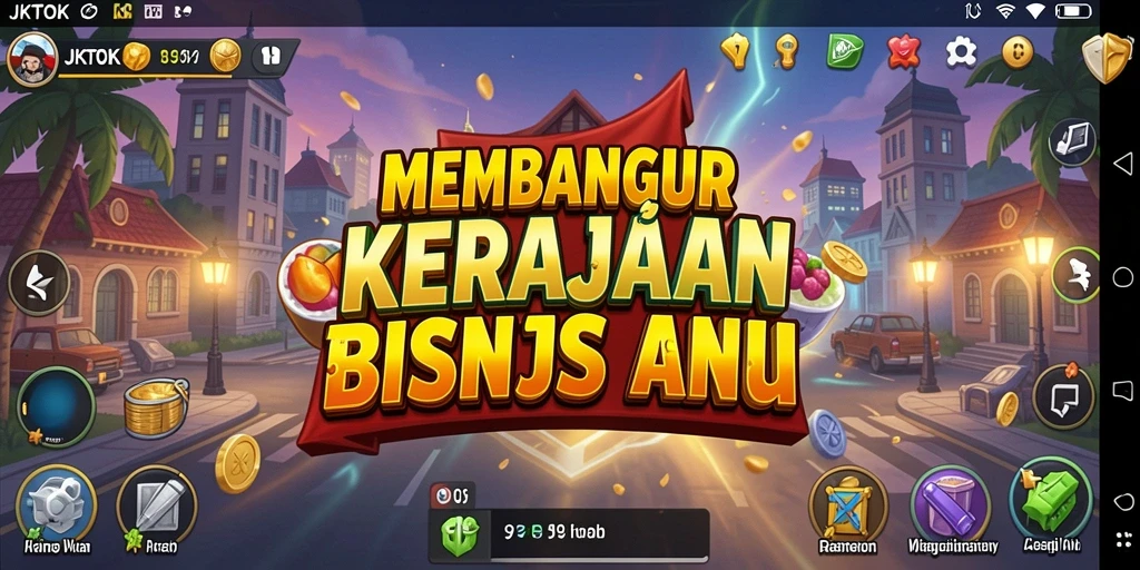 Screenshot gameplay JKTOK menampilkan pembangunan empire bisnis yang seru.