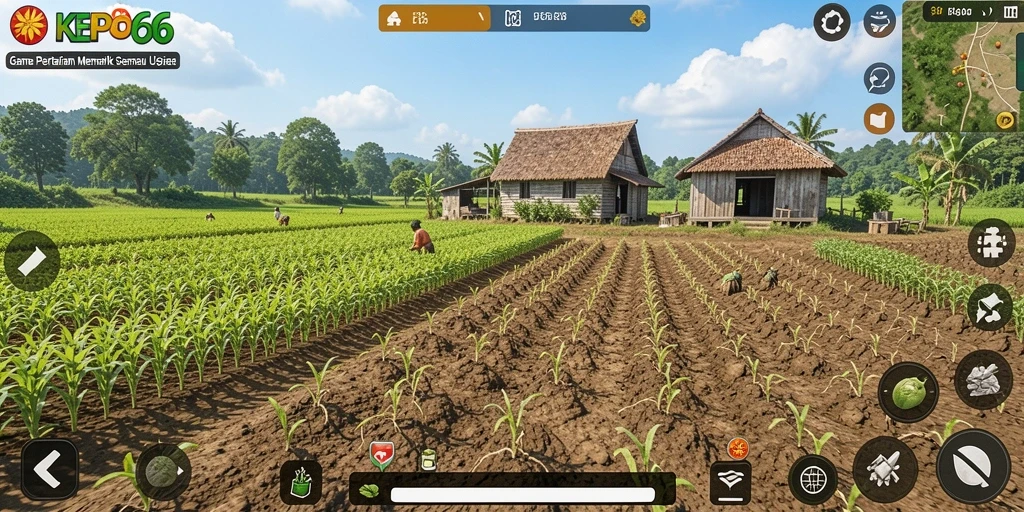 Screenshot gameplay KEPO66 yang menarik menampilkan aktivitas pertanian.