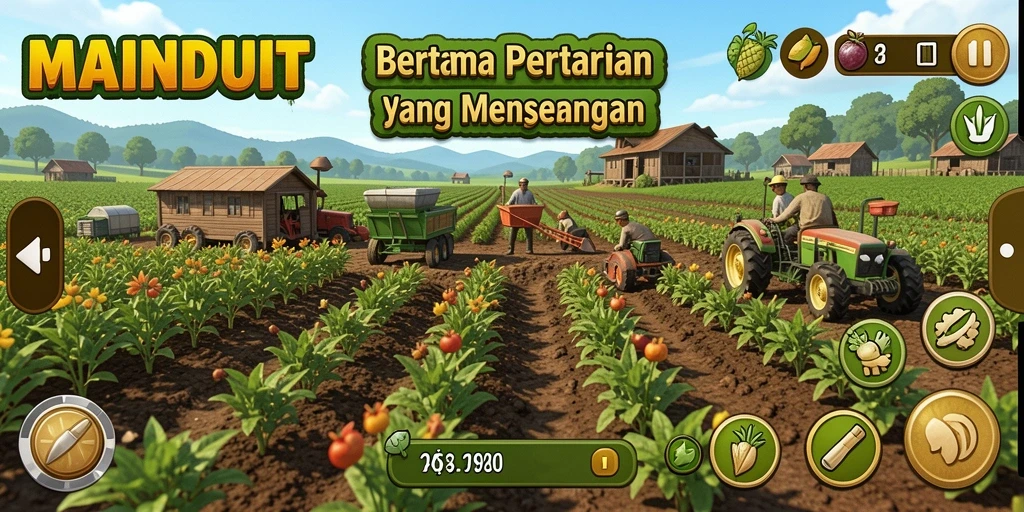 Screenshot gameplay MAINDUIT menampilkan aktivitas pertanian yang seru dan interaktif.