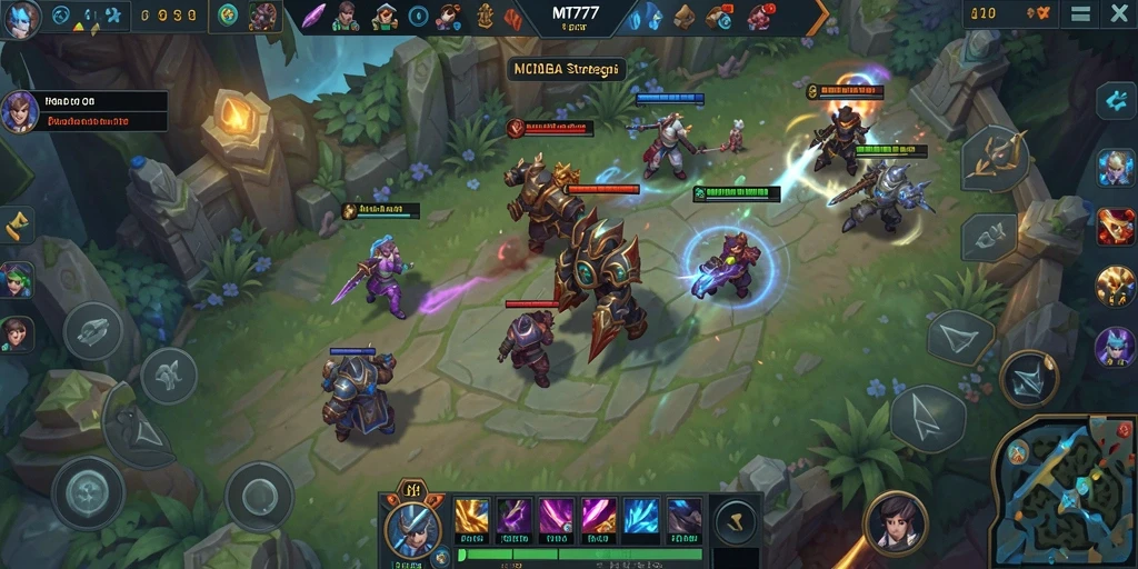 Tangkapan layar gameplay MT777 yang menunjukkan aksi seru dalam pertarungan tim.