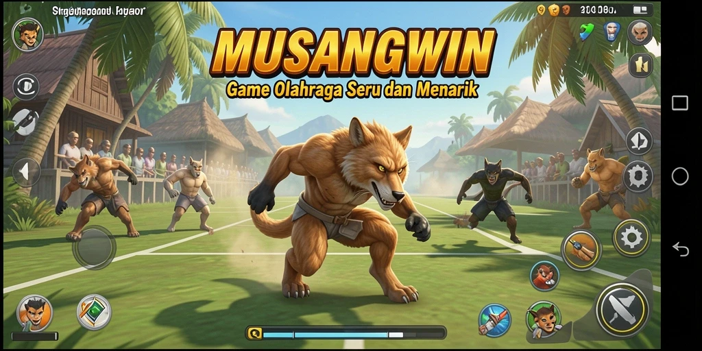 Tampilan screenshot MUSANGWIN saat pemain beraksi di arena olahraga.