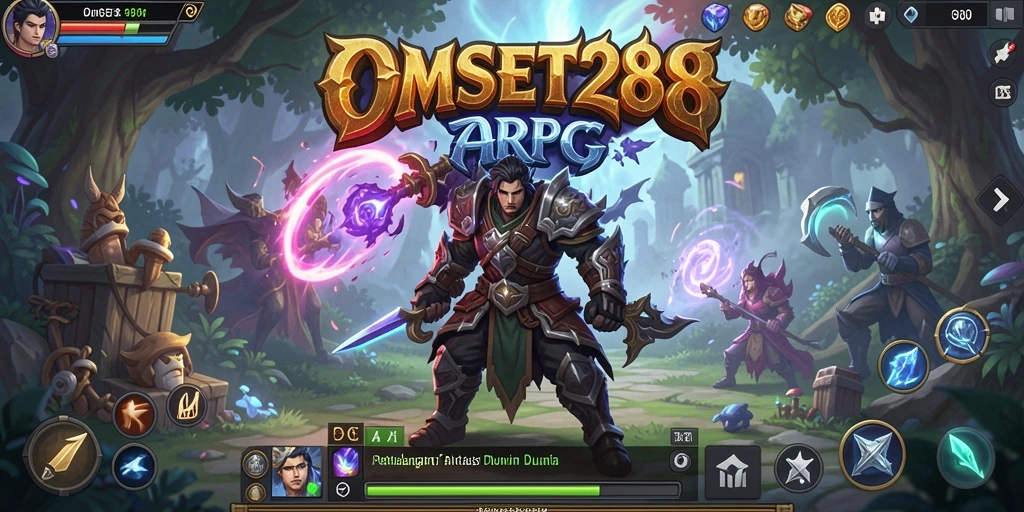 Tangkapan layar utama <strong>OMSET288</strong> menampilkan aksi pertempuran seru dalam dunia ARPG.